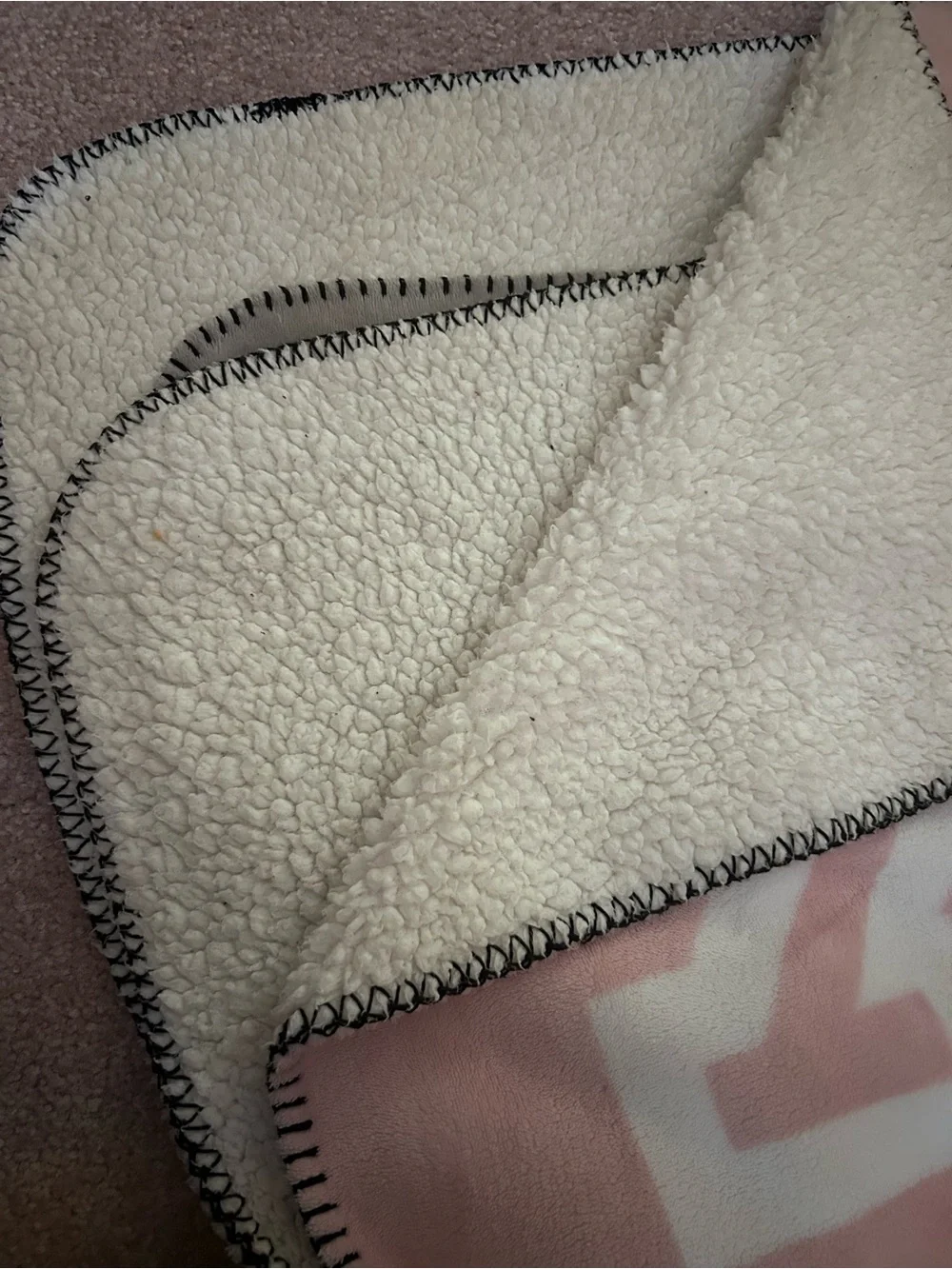 PINK Victoria's Secret Pink, Gray & Black Logo Stripe Throw Blanket